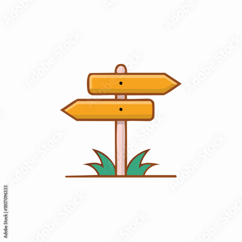Directional Wooden Signpost with Two Arrow Shaped Signs in Grassy Ground