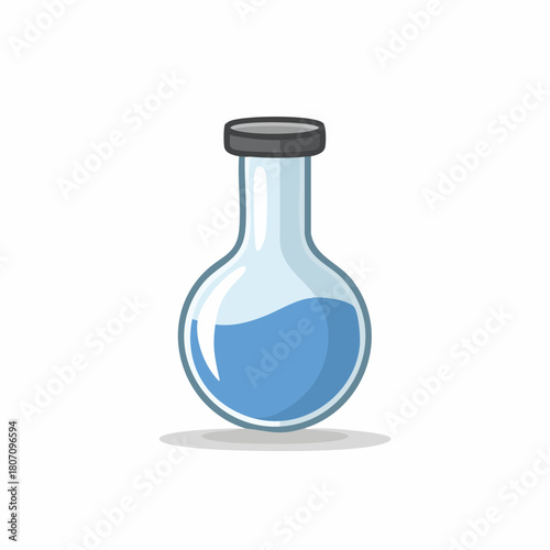 Laboratory flask with blue liquid cartoon illustration