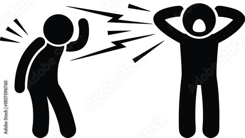 Stick Figures Depicting Conflict and Stress in Black and White Iconography                                                                            