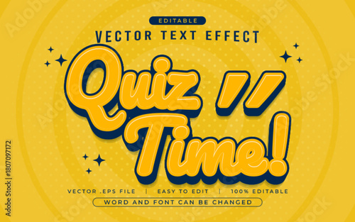 Quiz Time 3D editable text effect style - Premium Vector