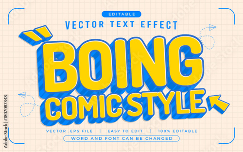 Boing Comic Style 3D editable text effect style - Premium Vector