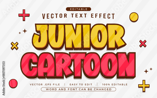 Junior Cartoon 3D editable text effect style - Premium Vector