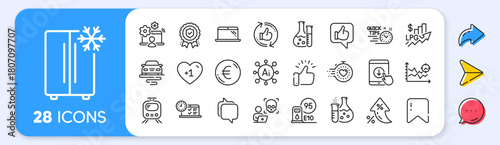 Online test, Rise price and Online job line icons. Interest rate, AI generate, Inflation icons. Pack of Refresh like, Insurance medal, Refrigerator icon. Laptop, Chemistry lab, Route pictogram. Vector