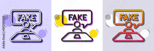 Fake review line icon. Halftone dotted pattern. Gradient icon with grain shadow. Social propaganda sign. Wrong truth symbol. Line fake review icon. Various designs. Vector