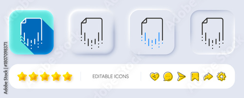 Recovery file line icon. Neumorphic, Flat shadow, 3d buttons. Backup data sign. Restore document symbol. Line recovery file icon. Social media icons. Vector