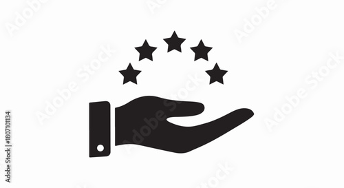 Hand Holding Stars Symbol of Quality Excellence and Positive Feedback.