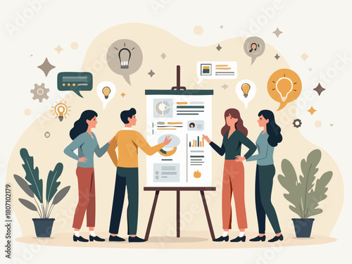 Team Collaboration on Creative Project Vector Illustration