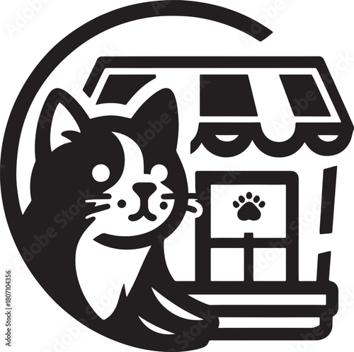 Cat logo in black lines