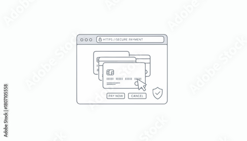Online Payment Security Credit Card Transaction in Browser Window.