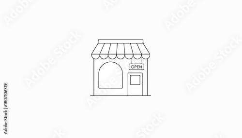 Simple Line Drawing of a Small Business Storefront.