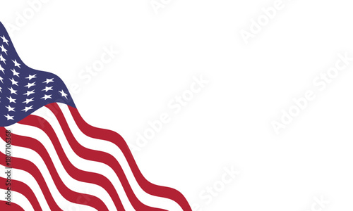 Waving flag of USA. American flag background template or overlay for patriotic event design. Transparent PNG and vector illustration