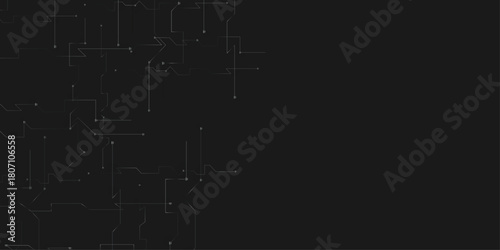 Dark black modern seamless abstract background with alpha channel and modern science and technology concept abstract circuit board design.