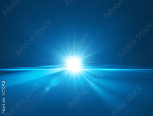 Bright Blue Light Beam with Radiance and Soft Light Effects