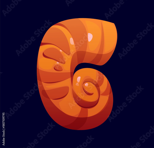 Beach seashell cartoon font letter G. Coral reef conch English alphabet typeface letter, sea shell vector kids ABC font sign. Underwater mollusk mussel type element or cartoon typeset symbol