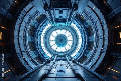 Futuristic Circular Tunnel with Skylight - Abstract Sci-Fi Architecture