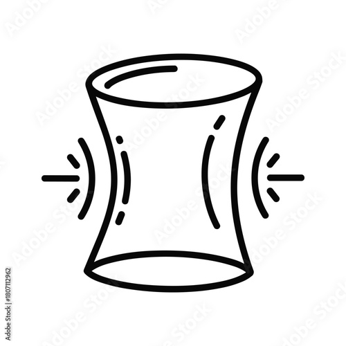 Elasticity concept, object being squeezed from both sides, isolated on