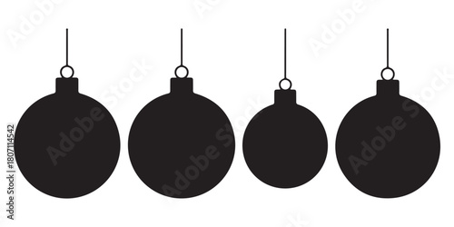  Four oval shaped christmas ornaments hanging silhouette decoration