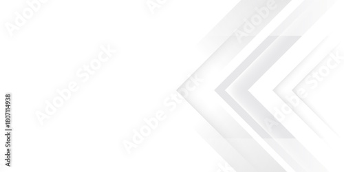 Elegant light grey white triangle arrow dynamic business office background. Stripes right pattern with halftone shadow. Digital smooth minimal geometric 3d Technology luxury design template Soft lines