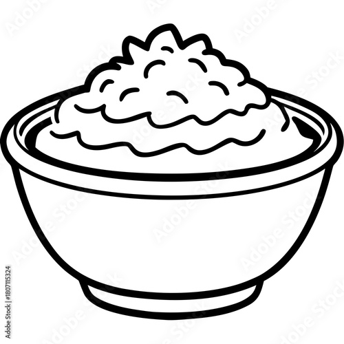 Simple line art drawing of mashed potatoes in a bowl