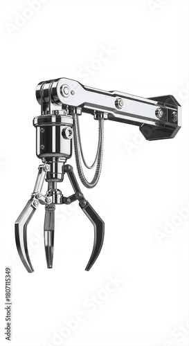 Claw machine arm isolated on white background, 3D render