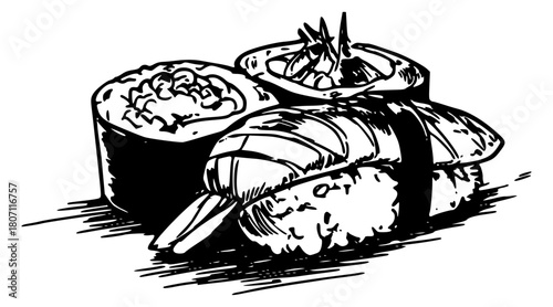 Sushi trio illustration