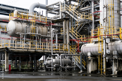 Industrial Process Plant with Heat Exchangers and Structural Piping Network