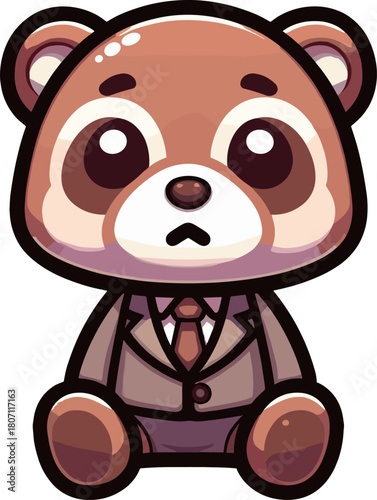 スーツを着た狸のぬいぐるみのイラスト