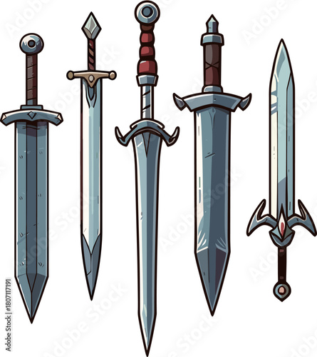 5本の剣のイラスト