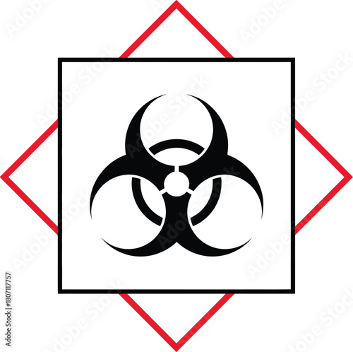 Biohazard Symbol Graphic Isolated with Geometric Shapes Warning of Biological Risks and Safety Considerations in Laboratories and Medical Environments