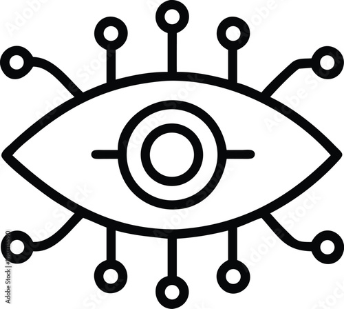 Cybernetic Eye Icon: Technology, Artificial Intelligence - Simple Line Illustration                                                                   