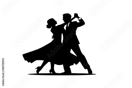 set of Beautiful couple dancing silhouette vector
