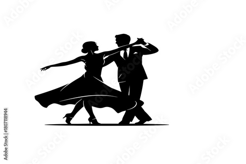 set of Beautiful couple dancing silhouette vector
