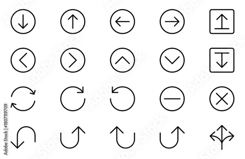 Circle and Arrow Icons Set: A Versatile Collection for Navigation, Directional Signs, Workflow Diagrams, User Interface Design