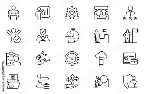 Career development outline icons set. Linear icon collection. Editable stroke. Vector illustration