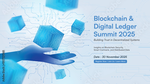 Blockchain Data Cube Digital Tech Background