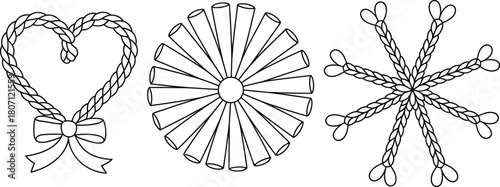 Traditional Swedish Maypole Line Art Set Illustration