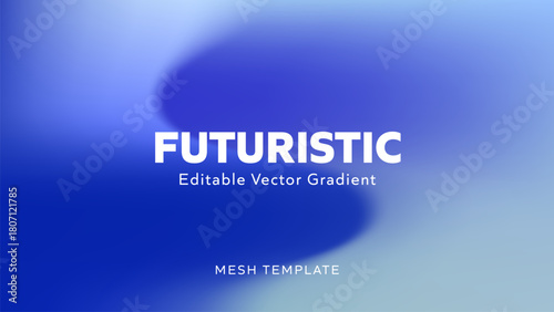Futuristic editable vector gradient mesh template with a deep, dramatic curve of intense blue and cool white, creating a sleek, abstract visual