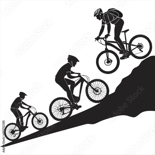 Mountain bike silhouette stock illustration Bundle, in silhouette, Mountain bike Lover vector graphic design, Mountains bike vector, Mountain bike