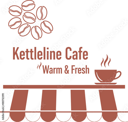 Kettleline Cafe warm fresh coffee beans illustration advertisement graphic vector illustration 