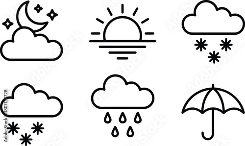 Weather Outline Icon Set Illustration