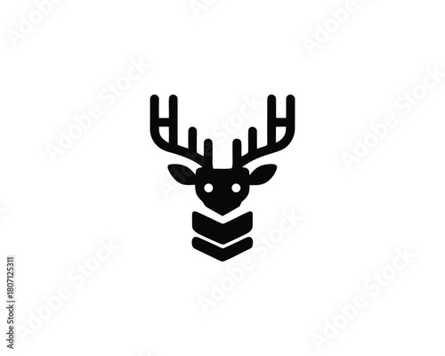 Deer head geometric logo in black