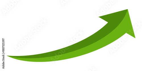 Green arrow vector icon showing direction symbol with flat style design. Jump icon