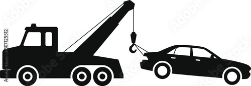 Towing Service Icon  Tow Truck Silhouette Vector