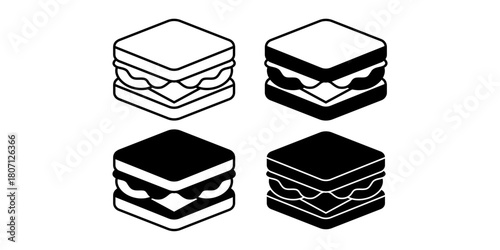 Sandwich Black Icon Bundle for Cafe Branding and Food Menu Projects