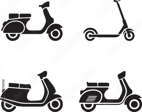 kick scooter vector icons Set of classic moped and electric isolated