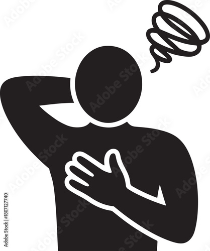 Person experiencing headache stress and confusion concept icon