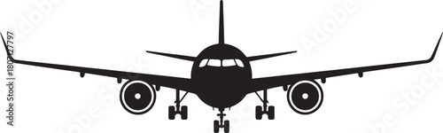 passenger jet airplane ready for departure Black silhouette