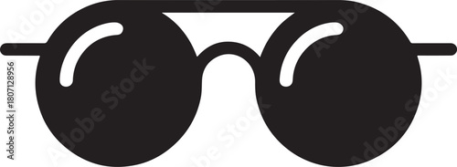 round sunglasses icon, eye protection eyewear symbol Stylish black