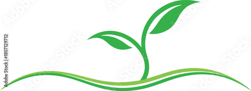 Green sprout growing line art logo isolated vector.