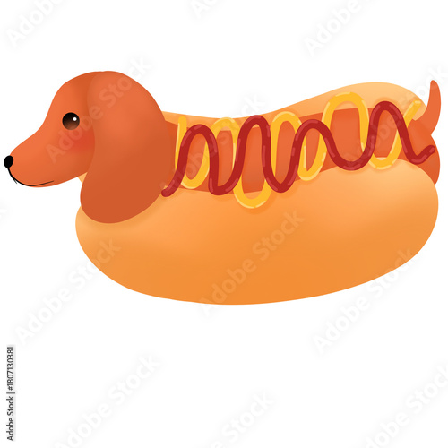 Dachshund Hot Dog Cartoon